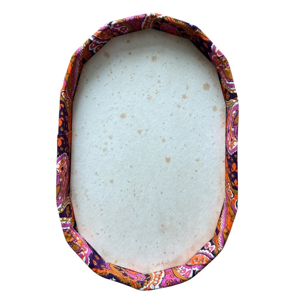 1960s Psychedelic Paisley Wig Case Hat Box Vanity Storage Mod Orange Pink - Picture 8 of 16